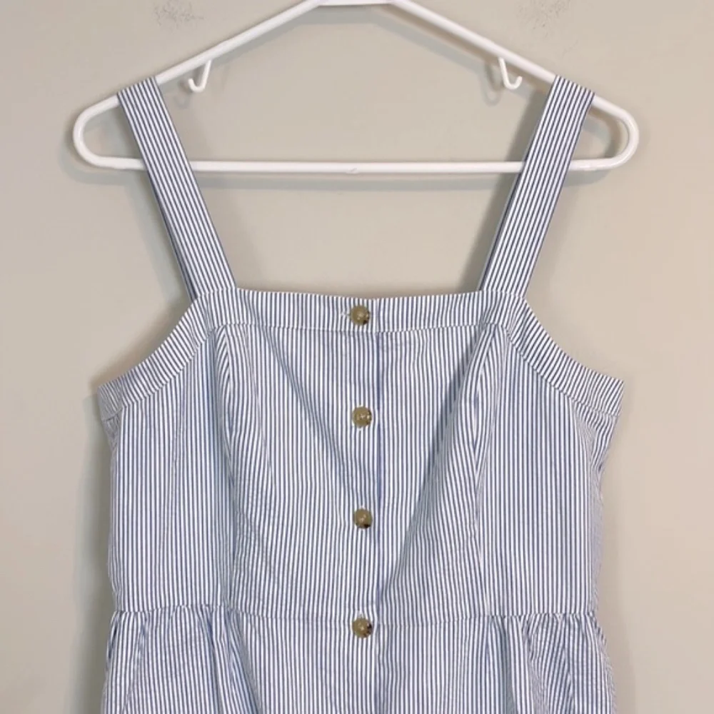 J.‎ crew blue and white striped Button up sleeveless dress